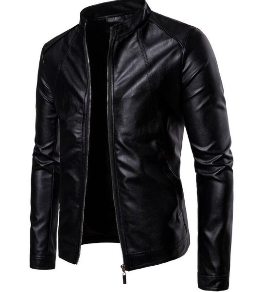 

m-5xl 2019 winter men's new fashion jacke personalized stand collar casual locomotive pu jacket, Black
