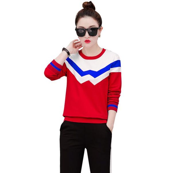 

2019 breathable solid hooded pullover long pant two piece set sport set women sport gym clothes ples size running, Black;blue