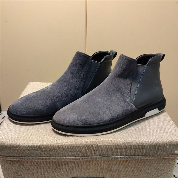 

british style soft bottom leather frosted men's shoes business casual men's short boots fashion high-shoes size 39-45 03, Black