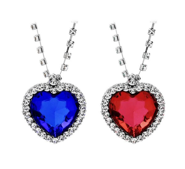 

fashion style peach heart pendant necklaces vintage angel wings red crystal jewelry female long sweater accessory 5951, Silver