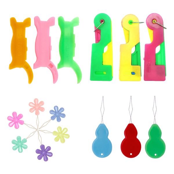 

assorted 15 automatic needle threader elderly easy to use thread guide needle device use tool threader elderly guide needle easy device, Black