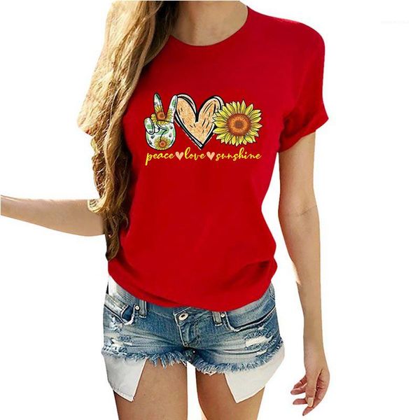 

breathable tees womens designer pullover tshirts black red white floral sunflower summer womens tshirts short sleeve round neck