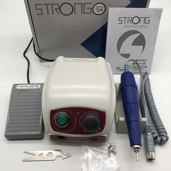 

40000rpm strong 210 105 handpiece & strong 207b control box electric nail drill machine manicure nail art equipment, Silver