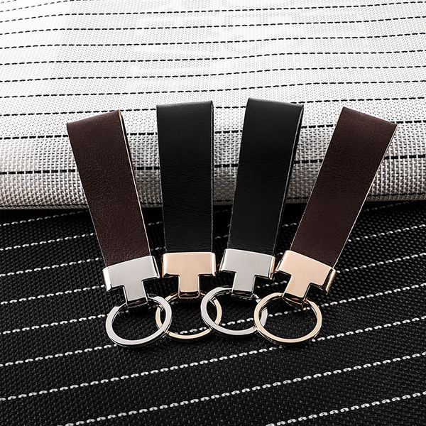 

2019 new style cowhide car key ring import leather metal key buckle men and women business versatile hanging buckle