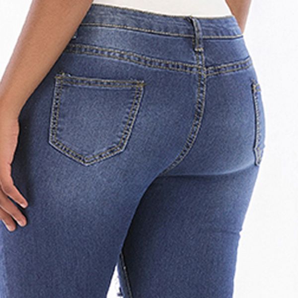 

ladies'holes denim trousers women 2019 in solid colours denim shorts female sraight jeggings jeans for women vaqueros mujer #g6, Blue