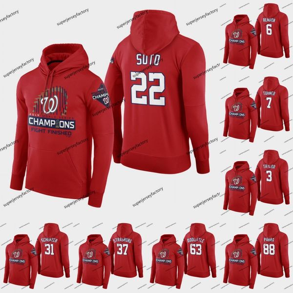 

men nationals 2019 ws champions hoodie jersey juan soto max scherzer stephen strasburg daniel hudson anthony rendon gerardo parra michael, Blue;black