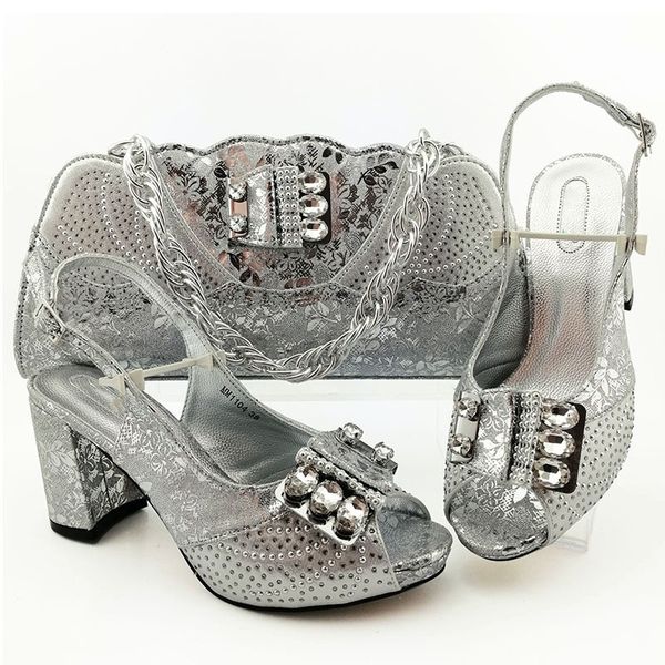 

excecllent silver design african pump shoes with handbag sets for evening party mm1104 heel height 8.5cm, Black