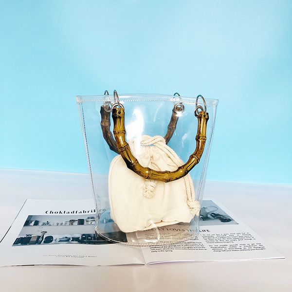 

2020 summer jelly transparent bamboo wrist bucket bucket bag mother bag