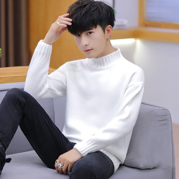 

brand clothing 2020 sweater new korean fashion casual knitting autumn spring turtleneck hip hop homme sweaters dropshipping, White;black