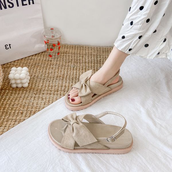 

bow shoes sandals soft all-match summer heels suit female beige 2020 women's fashion ladies heeled low woman sale clear, Black