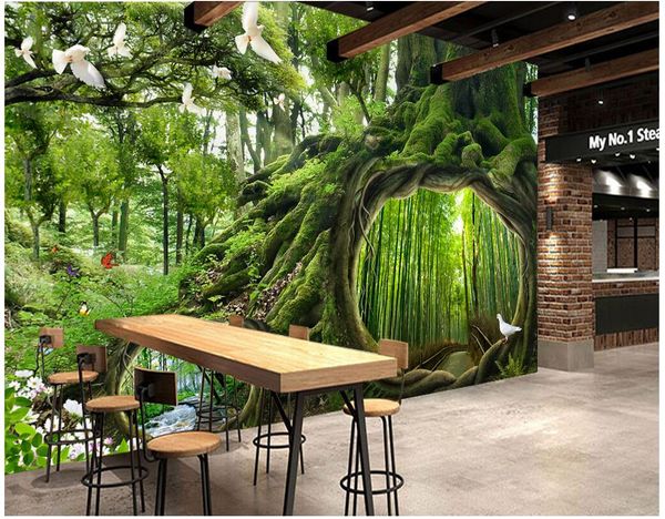

wdbh custom p 3d wallpaper magic forest tree cave background living room home decor 3d wall muals wall paper for walls 3 d