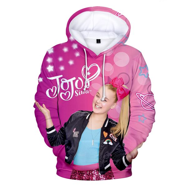 

2020 jojo siwa kids autumn spring hoodies sweatshirt t shirt clothes girls teenager cotton clothing outwear coat for 3-14y, Black