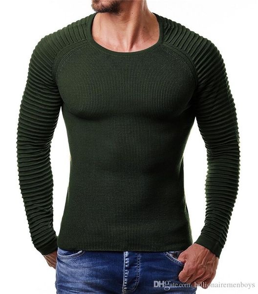

panelled mens sweaters fashion solid color striped sleeve mens sweaters casual slim pullover males clothing, White;black