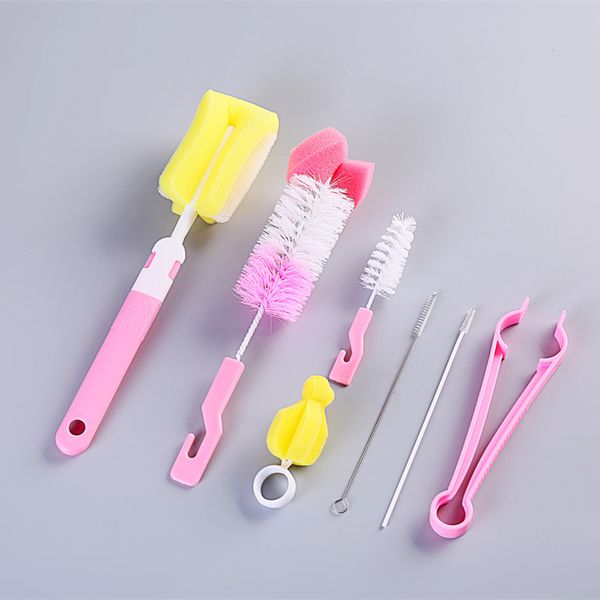 

tusunny 7pcs/set bottle sponge cleaning brush tools straw brush set baby milk bottle bottle plastic brush feeding sponge set