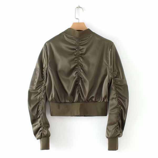 

aliexpress women's dress 2018 autumn and winter europe and america fastener decoration after pleated flight jacket women's, Black;white