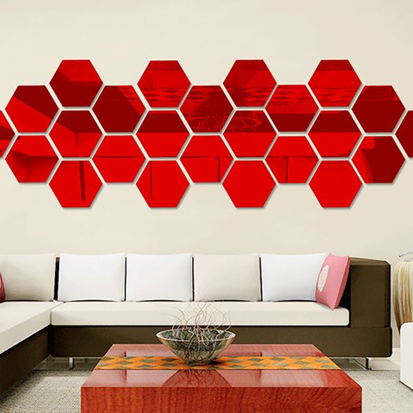 

12pcs 3d mirror hexagon removable wall sticker decal home decor art diy professional modern art mirror wall mural decoration