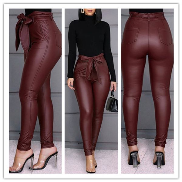calça de couro cintura alta