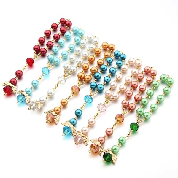 

angel baptism favors glass pearl more color communion favors recuerditos para bautizo finger rosaries christening favors, Golden;silver