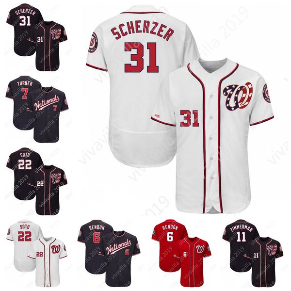 

150th Anniversary Patch Washington 31 Max Scherzer Anthony Rendo Juan Soto Trea Turner Bryce Harper Nationals Baseball Jersey