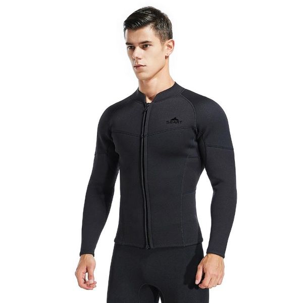 

men's wetsuit 3mm neoprene jacket long sleeve front zip wetsuit shirt for diving snorkeling surfing kayaking cano black