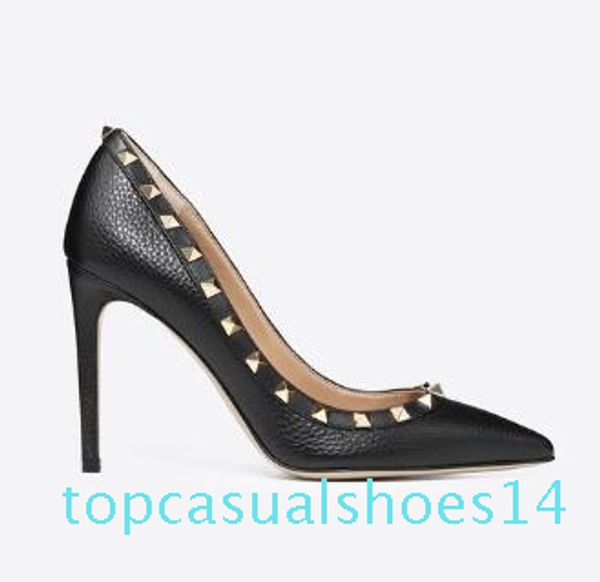 

pointed toe studs high heels patent leather rivets sandals women studded strappy dress shoe valentine high heel dress shoes t14, Black