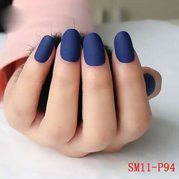 

24pcs women false nails tips diy solid color matte frosted round false nails bv789, Red;gold