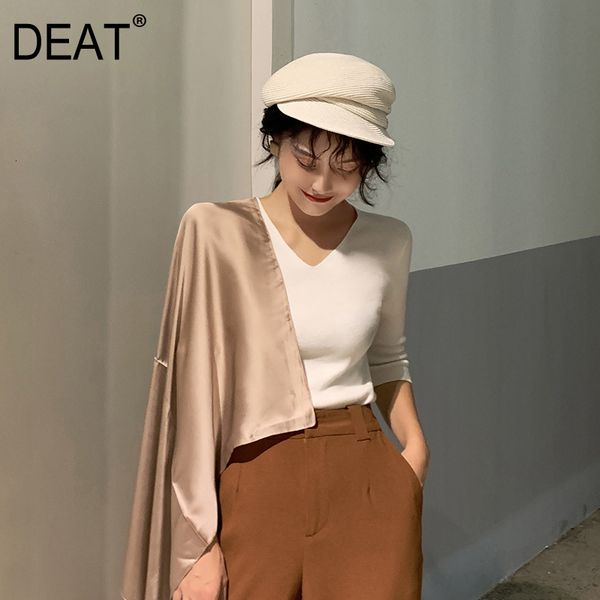 

deat] solid slim shawl temperament knitting sweater loose fit v-neck half sleeve women new fashion autumn winter 2019 13d908, White;black