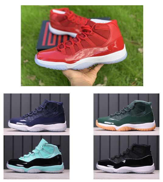 

petro 11 bred space jam basketball shoes men women 11s cap and gown gym red sneakers white green 378037-623 with box