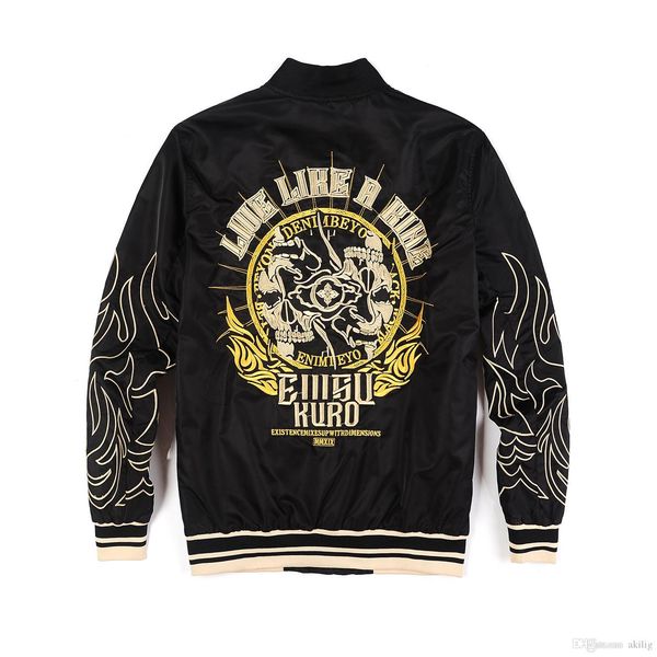 

новая оптовая куртка вышивки полет стенд воротник моды куртки пару моделей mens конструктора куртки ветровки плюс размер s-2xl, Black;brown