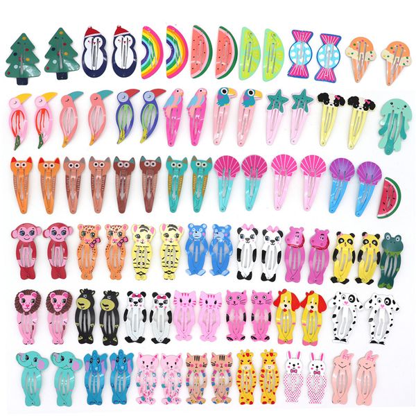

100pcs/box cute cartoon hair clips for girls hair accessories animal fruit hairpins barrette child kids baby clip headdress, Slivery;white