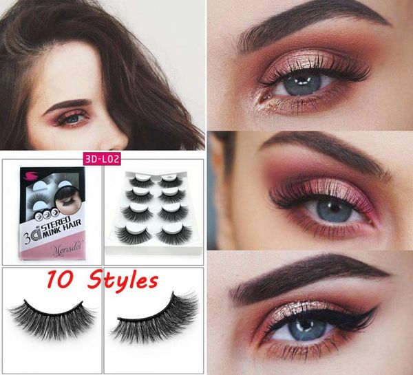 

false eyelashes 4 pairs /set 3d soft mink hair handmade fuffy long makeup tools eye imitation eyelash