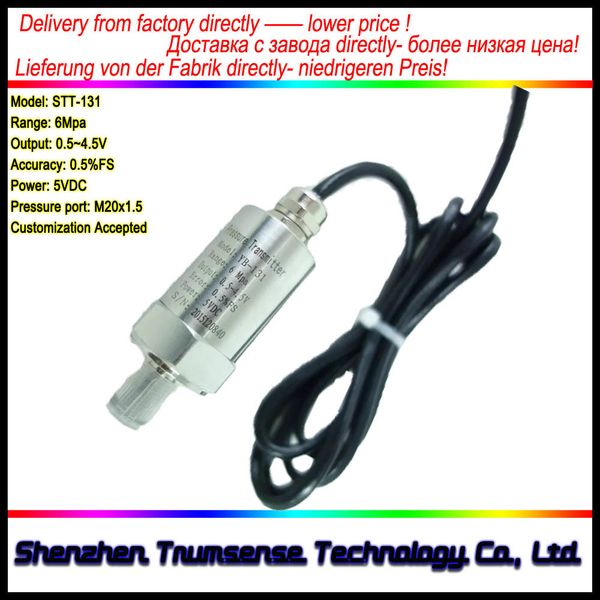 

mini waterproof diffused silicon pressure transmitter range 6mpa output 0.5 to 4.5 v power 5 vdc pressure port m20x1.5