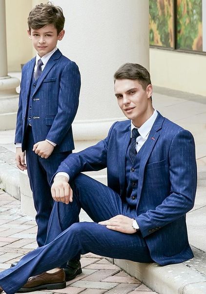 

customized blazer casual father and son suits fashion spring fall street smart business prom party suit men navy blue pants boys suit 0689, White;black