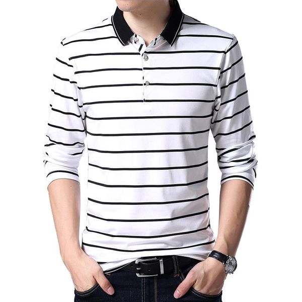 

длинные поло мужчины рубашка 95% хлопок мода дышащий тонкий stripes polo для мужчин высокое качество одежды фитнес m -3xl, White;black