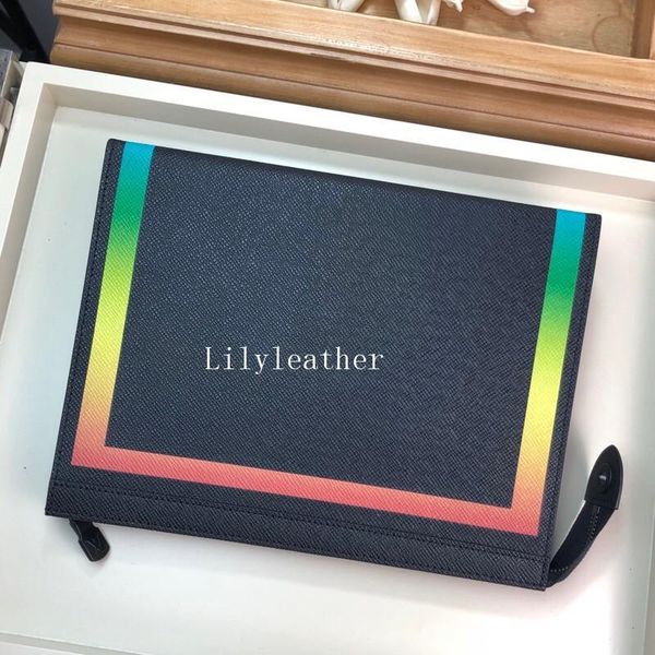

2019new more style palmprint rainbow combination clutch bag wallet zipper long clip card bag cow genuine leather many size