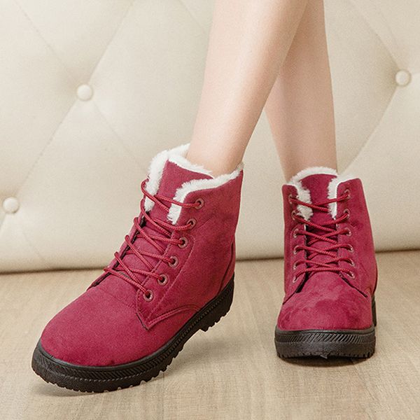 

1 pair women lady snow boots warm shoes anti-slip breathable for outdoor winter h66, Black
