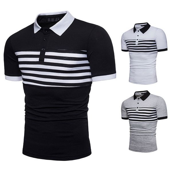 

2019 fashion classic men's polos turn down collar short sleeve button male clothing mens tees boys formal poloshirt dress t shirts, White;black