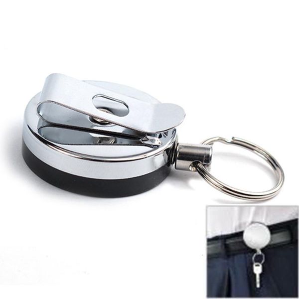 

high resilient anti theft mini easy apply durable outdoor rebound portable metal key chain, Silver