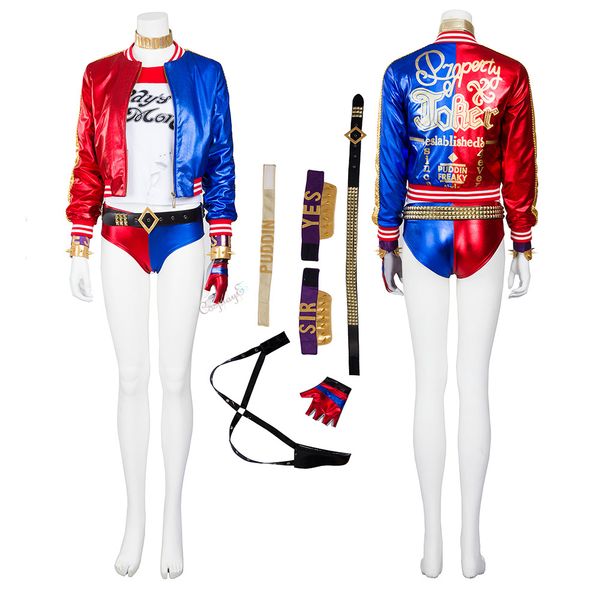 

harley quinn costume suicide squad cosplay, Black;red