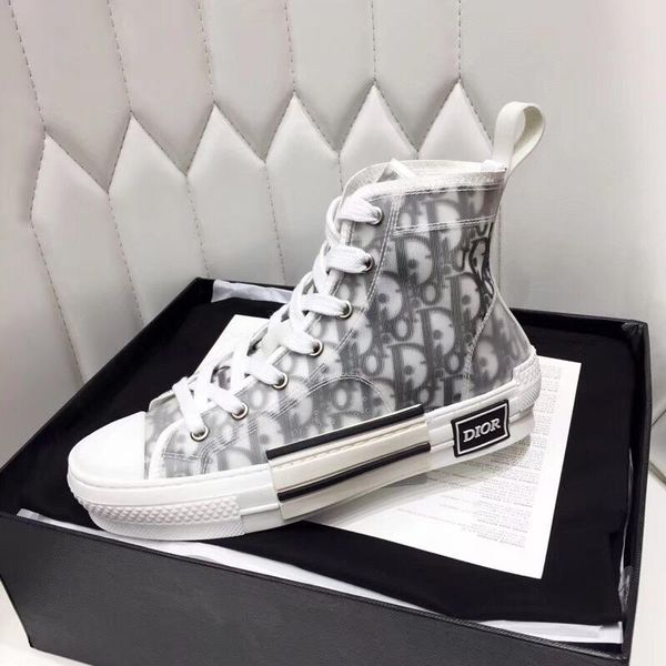 

B23 oblique flower men women de igner luxury ca ual hoe tran parent leather brand trainer 2019 fa hion lei ure hoe du t bag