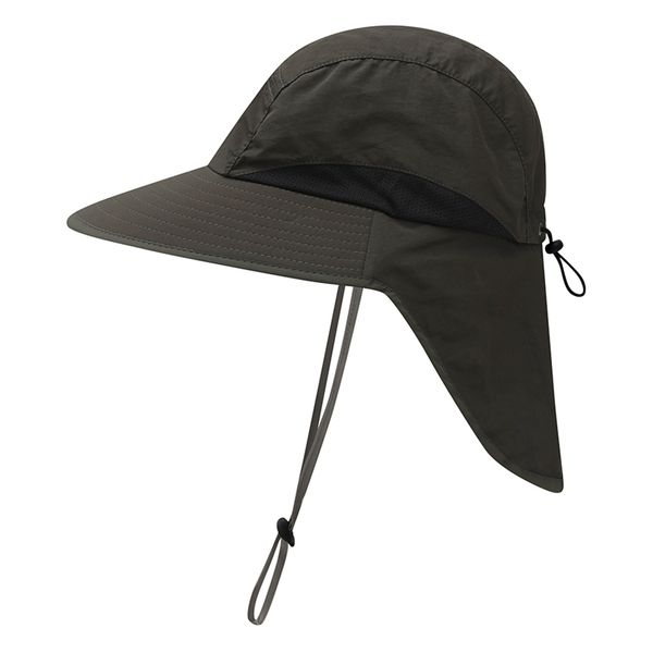 

outdoor hats flap cap wide brim lightweight portable uv protection water resistant neck cover sun with strap 1, Black;white