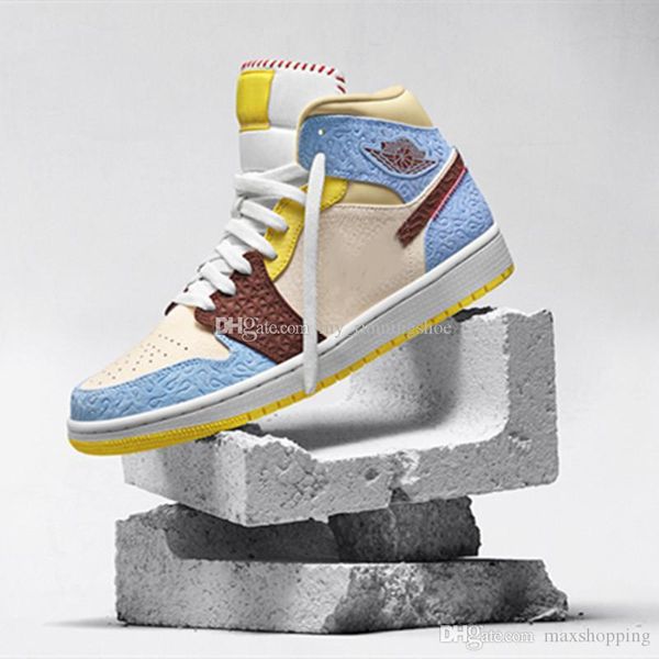 

2020 new high mid fearless 1s basketball shoes fear blue brown women mens designer sport sneakers baskets de marque trainers schuhe 36-45