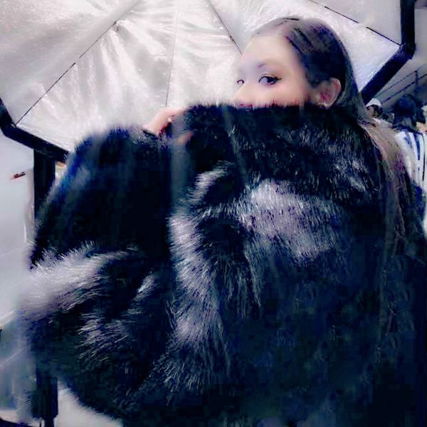

19ss nrg x ambush double-sided wear faux fur bomber jacket winter warm fur coats couple fashion ab artificial fur street quality, Black