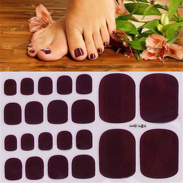 

22tips solid color toenail sticker full cover waterproof wraps toe nail diy art accessories dark red/yellow/blue, Black