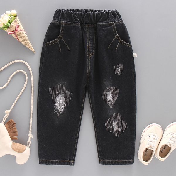 

fashion kids boy jeans cowboy trousers autumn baby boys denim haren pants children casual sports pants 2-7 years, Blue