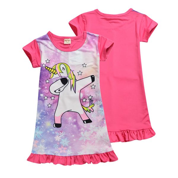 

unicorn girls dresses 4-12t baby girls summer short sleeve cartoon printed dresses kids designer clothes girls ss89, Red;yellow