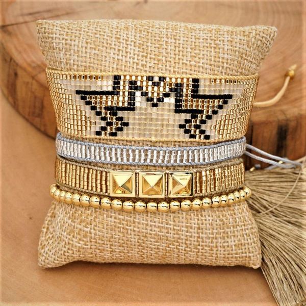 

go2boho miyuki bracelet for women mexico cuff armband men jewelry pulseras mujer moda 2020 gold stainless steel beads bracelets, Golden;silver