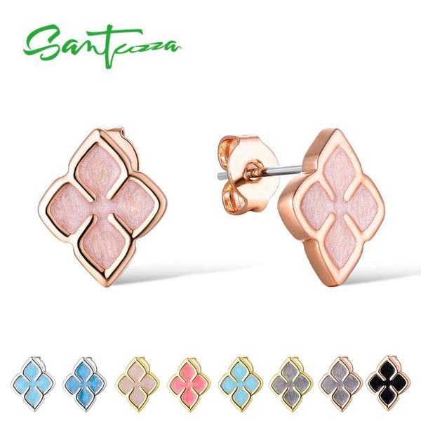 

stud santuzza flower earrings for women delicate multi-color female trendy party fashion jewelry handmade enamel, Golden;silver