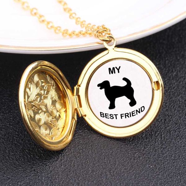 

my friends dogs locket phase box pendant necklace sweater chain floating plate lettering jewelry dog lovers high quality, Silver