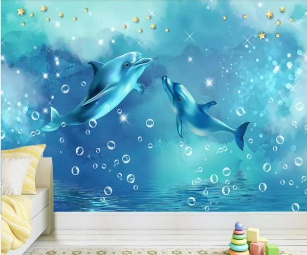 

dolphin wallpaper murals 3d mural for kids children bedroom p wall papers wall art decor sea world canvas contact paper